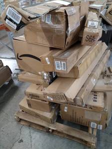 lot 4701 image: Miscellaneous Pallet baby gates, Bar stool, Miscellaneous boxes(Sold As Is)
