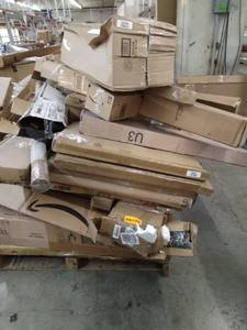 lot 4703 image: Miscellaneous Pallet curtain rod, smart 9 box spring, Miscellaneous boxes(Sold As Is)