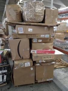 lot 4707 image: Miscellaneous Pallet jolly jumper, shower rack, Miscellaneous boxes(Sold As Is)