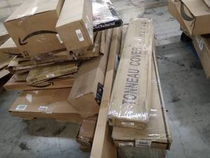 lot 4716 image: Miscellaneous Pallet Box spring, bed rail, Miscellaneous boxes(SOLD AS IS)