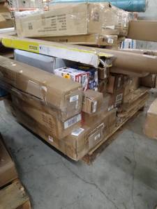 lot 4720 image: Miscellaneous Pallet swivel bar stool, counter stool, Miscellaneous boxes(SOLD AS IS)
