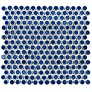 lot 63239 image: SomerTile Hudson Penny Round Denim Blue 12 x 12.63 Porcelain Mosaic Tile- Retail$129.99