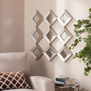 lot 63279 image: Southern Enterprises Masada Mirrored Squares Wall Sculpture in Silver