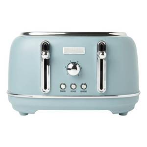 lot 63302 image: Haden Highclere 4-Slice, Wide Slot Toaster with Settings in Pool Blue Retail$98.49