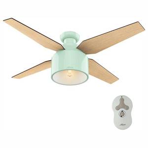 lot 63325 image: 52 Cranbrook Low Profile Ceiling Fan with Remote Mint (Includes Light Bulb) - Hunter