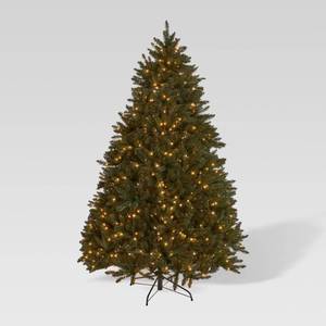 lot 63346 image: 7.5-foot Norway Spruce Pre-Lit String Light or Unlit Hinged Artificial Christmas Tree by Christopher Knight Home- Retail$379.49