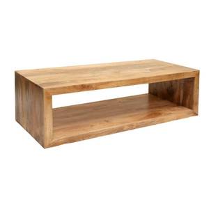 lot 63394 image: 58 Cube Shape Mango Wood Coffee Table with Open Bottom Shelf Brown - The Urban Port