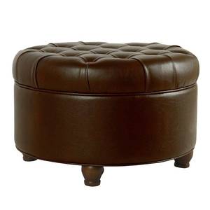 lot 63409 image: HomePop Large Tufted Round Storage Ottoman
