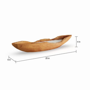 lot 63413 image: Carbon Loft Lippershey Rustic Teak Wood Candle Boat (4 x 25)