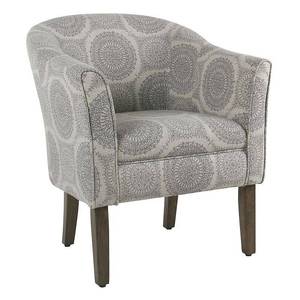 lot 63418 image: Modern Barrel Accent Chair Gray Medallion - HomePop