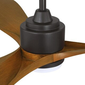 lot 63419 image: Misael 66 in. Propeller Integrated LED Indoor Modern Oil-Rubbed Bronze Ceiling Fan with Remote and Light Kit Included