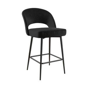 lot 63425 image: Alexi Upholstered Counter Height Barstool Black Velvet - Cosmoliving By Cosmopolitan