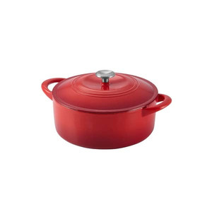 lot 63429 image: Tramontina 6 Qt Enameled Cast Iron Covered Dutch Oven - Red - Red
