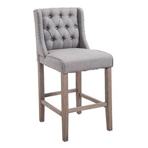 lot 63475 image: HomCom 40-inch Tufted Counter Height Grey Chair (Set of 2) Retail$299.99