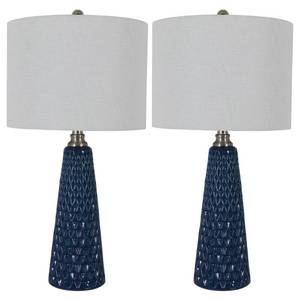 lot 63488 image: Set of Two Jameson Textured Ceramic Table Lamps Retail$113.99