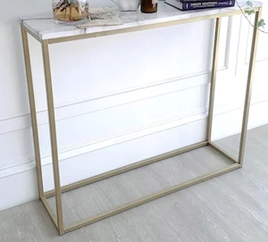 lot 63218 image: OVERSTOCK WHITE FAUX MARBLE CONSOLE TABLE MODEL IE-CST-001G-V4