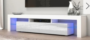lot 63238 image: Milano 200 Modern 79-inch TV Stand with 16 Color LEDs- Retail$331.99