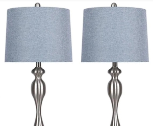 lot 63273 image: PAIR OF GRANDVIEW BLUE LAMP SHADE AND LAMPS