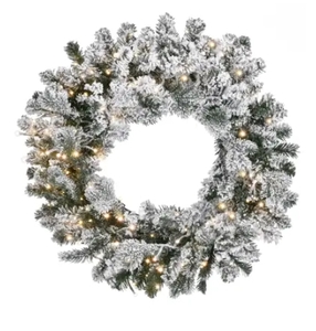 lot 63323 image: Cordless Pre-Lit Snowfrosted Wreath