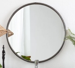 lot 63329 image: Wall Round Mirror 30 Modern Brushed Metal Frame Wall-Mounted Retail$132.99