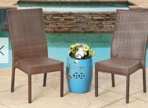 lot 63370 image: ABBYSON PALERMO OUTDOOR BROWN WICKER DINING CHAIR(SET OF 2), DL-RC015-SET2
