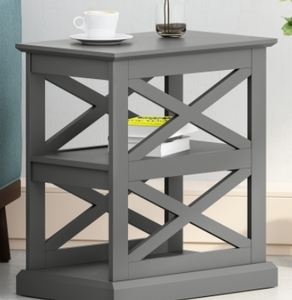 lot 63378 image: VERNON CONTEMPORARY 2 SHELF SIDE TABLE