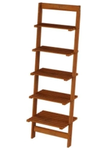 lot 63440 image: Lavish Home Ladder Bookshelf- 5 Tier Leaning Decorative Shelves For Display Gray