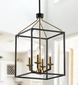 lot 63476 image: 12 Wide Matte Black and Gold 4-Light E