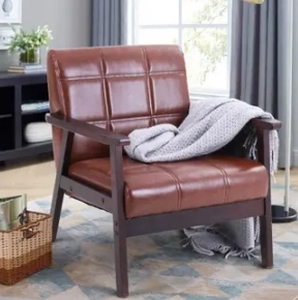 lot 63358 image: PHI VILLA Modern PU Leather Single Sofa Small Accent Chair- Retail$199.99
