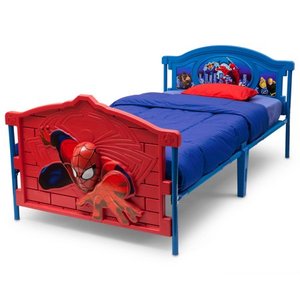 lot 37179 image: Delta Children Marvel Spider-Man 3D Plastic Twin Bed, Red