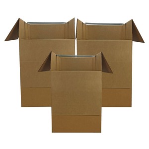 lot 37185 image: Large Wardrobe 24 x 24 x 40-Inches Moving Boxes with Hanger Bars, 2x Bundle of 3 (Total of 6 Wardrobe Boxes)
