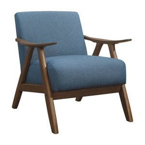 lot 37191 image: Lexicon Damala Collection Retro Inspired Wood Frame Home Accent Chair Seat, Blue