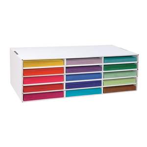 lot 37201 image: Pacon Corrugated Paper SorterStorage Box, 15 Sections, 13 12 x 28 34 x 8 12
