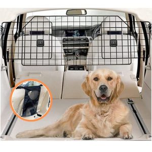 lot 37203 image: Dog Car Barrier for SUVs & Vehicles - Adjustable Large Pet Barrier with Bonus Guard Mesh for Full Coverage. Heavy-Duty, Universal-Fit Easy Install-Removal Divider for Pet Car Safety