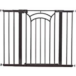 lot 37239 image: Safety 1st - Easy Install Tall & Wide Walk Thru Baby Gate - Brown