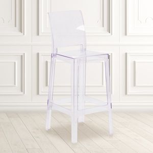 lot 37280 image: Flash Furniture Ghost Barstool in Transparent Crystal with Square Back