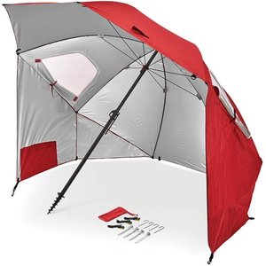lot 37299 image: Sport-Brella Premiere XL UPF 50 Umbrella Shelter for Sun and Rain Protection (9-Foot, Red), ModelBRE01-XL-025-02