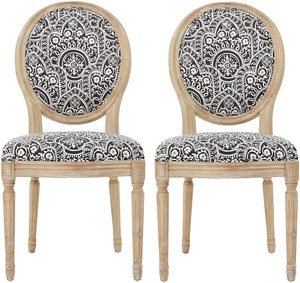 lot 37178 image: Christopher Knight Home Phinnaeus Fabric Dining Chair (set Of 2) Blackwhite