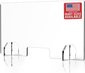 lot 37294 image: Countertop Desk Sneeze Guard- Protective Partition, Plexiglass Shield Barrier for Coughing, Sneezing, Droplets - Acrylic Divider Panel (60 Wide x 24 High)