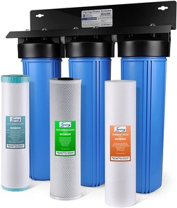 lot 37295 image: Whole Home Water Filtration System - 3-Stage System w 20-Inch Sediment, Carbon Block, and Iron & Manganese Reducing Filter