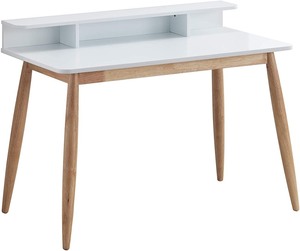 lot 37298 image: Roundhill Furniture Roskilde Storage Wood Office Desk, White