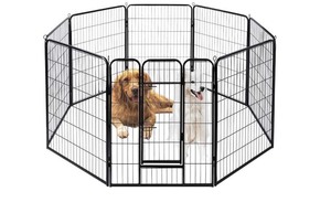 lot 37302 image: 8-Panel Heavy Duty Metal Pet Fence Barrier Foldable perfect for your Dog, Puppy, Cats - 40 tall