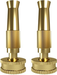 lot 37303 image: Brass Hose Nozzles,Solid Brass High-pressure Nozzle, Heavy-Duty Brass Adjustable Twist Hose Nozzle, Garden Hose High-pressure Water Gun Sprayer, 2 Pack