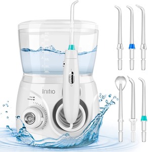 lot 37305 image: Water Dental Flosser - Adjustable Modes with 600ML Detachable Water Tank, 6 Multifunctional Jet Tips,Water Dental Pick for Braces Care,Teeth Cleaner,White