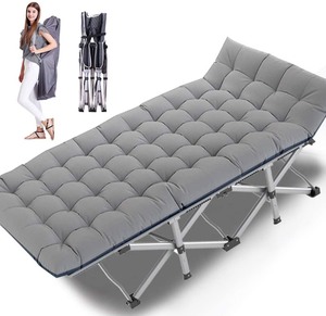 lot 37316 image: Folding Camping Cot, Double Layer Oxford Strong Heavy Duty Sleeping Cots with Carry Bag, Portable Travel Camp Cots for HomeOffice Nap and Beach Vacation