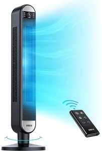 lot 37244 image: Tower Fan, 90° Oscillating Bladeless Fan, 42 Inch, Quiet with 6 Speeds, Large LED Display, Touchpad, 12H Timer