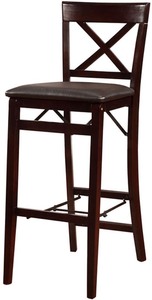 lot 37259 image: Linon Triena X Back Folding Bar Stool, Brown