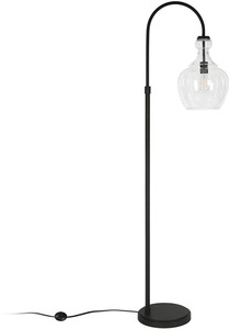 lot 37273 image: Mid-Century Modern Metal Arc Floor Lamp with Glass Shade, Blackened Bronze, Seeded Shade