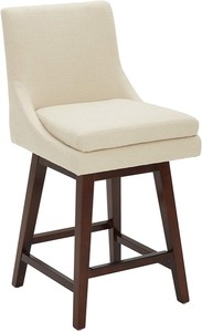 lot 37288 image: Stone & Beam Alaina Contemporary High-Back Swivel Seat Counter Stool, 39H, Beige