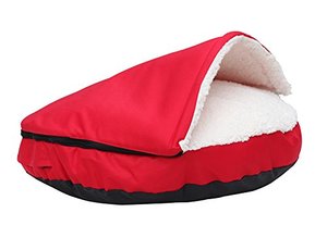 lot 5564 image: long rich HappyCare Textiles Durable Oxford to Sherpa Pet Cave and Round Pet Bed, 25, with Removable top and Insert